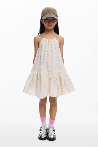 Vestito con spalline e pompon Vestito con spalline e pompon