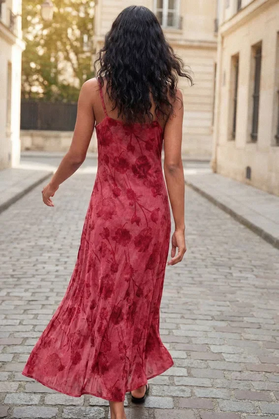 Vestito con spalline floccato Vestito con spalline floccato