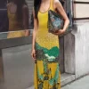 Vestito con spalline in jacquard