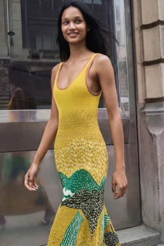 Vestito con spalline in jacquard
