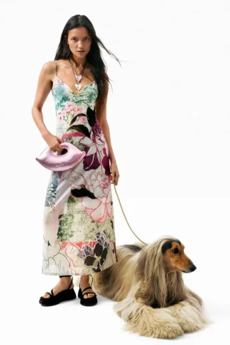 Vestito con spalline stampato