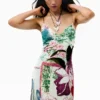 Vestito con spalline stampato