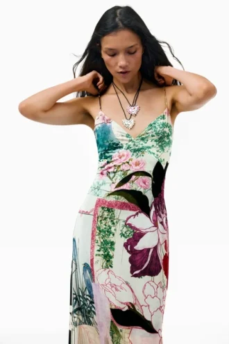 Vestito con spalline stampato