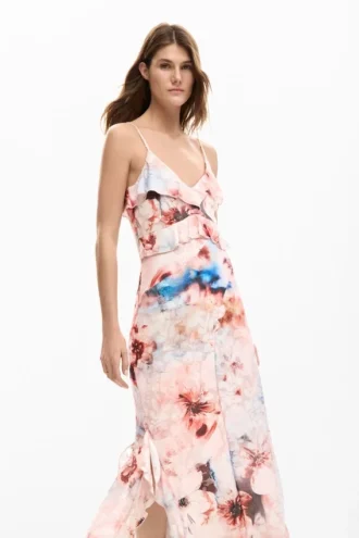 Vestito con volant a fiori