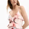 Vestito con volant a fiori