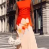 Vestito floreale bicolore
