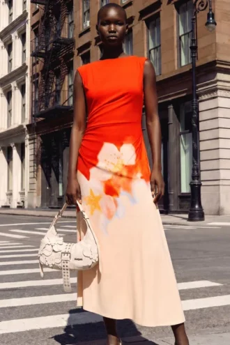 Vestito floreale bicolore