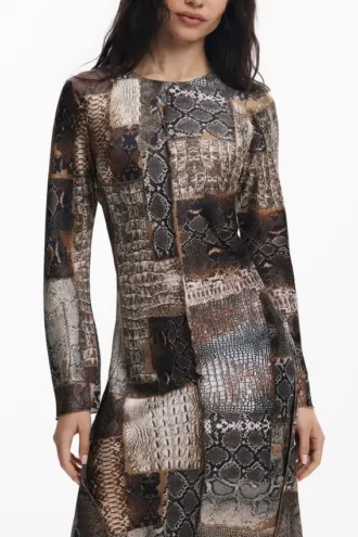 Vestito fluido con stampa animalier
