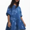 Vestito in denim a fiori