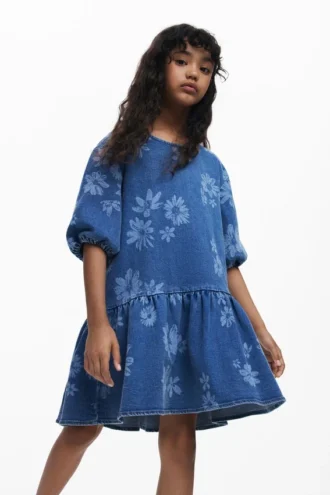 Vestito in denim a fiori