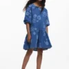 Vestito in denim a fiori
