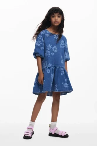 Vestito in denim a fiori