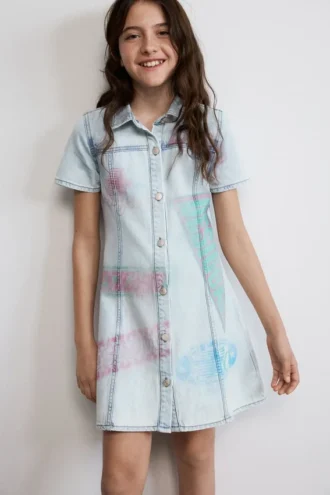 Vestito in denim stampato