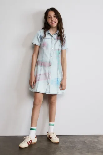 Vestito in denim stampato
