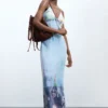 Vestito lungo in denim con spalline