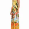 Vestito lungo tropicale con scollo all’americana Vestito lungo tropicale con scollo all’americana