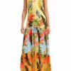 Vestito lungo tropicale con scollo all’americana Vestito lungo tropicale con scollo all’americana