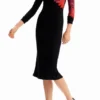 Vestito midi a righe con motivi floreali