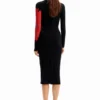 Vestito midi a righe con motivi floreali