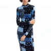 Vestito midi a righe floreali