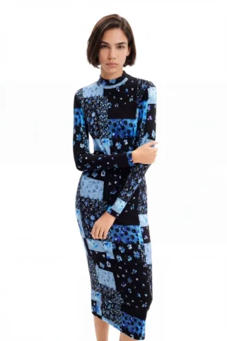 Vestito midi a righe floreali