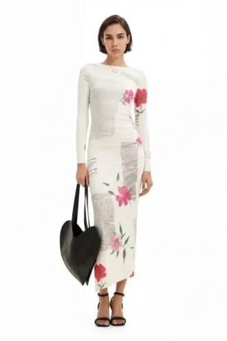 Vestito midi aderente con stampa