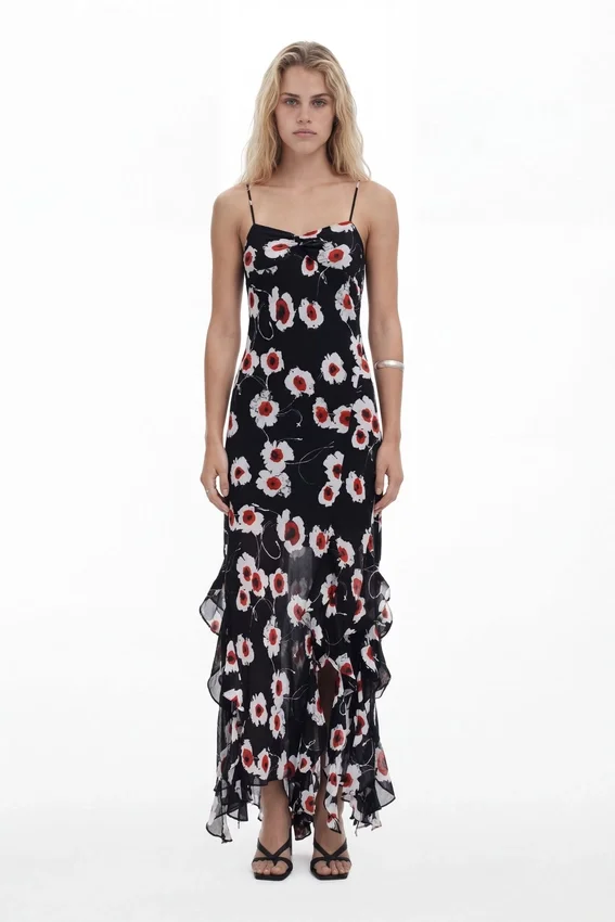 Vestito midi con volant Poppy Vestito midi con volant Poppy