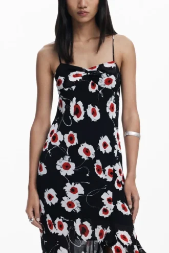 Vestito midi con volant Poppy