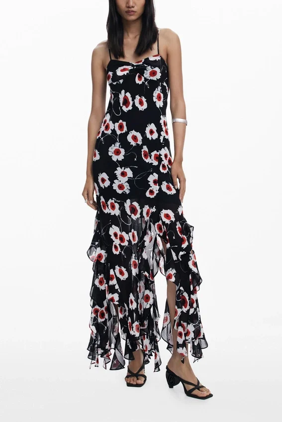 Vestito midi con volant Poppy Vestito midi con volant Poppy