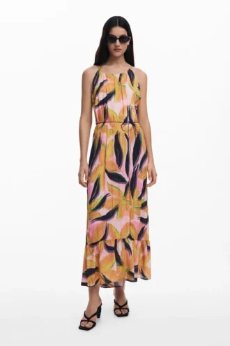 Vestito midi effetto stropicciato
