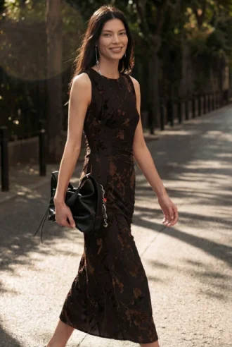 Vestito midi floccato Vestito midi floccato