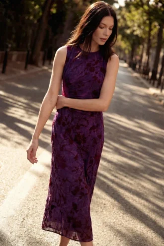 Vestito midi floccato