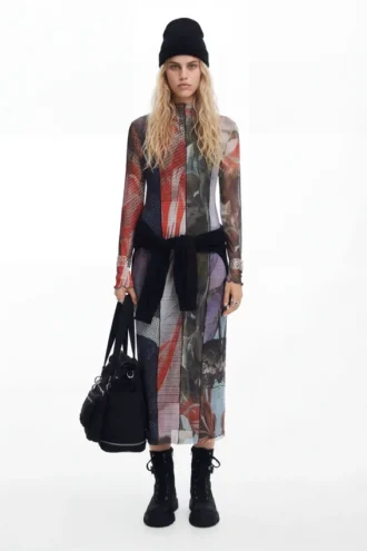 Vestito midi in tulle stampato