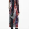 Vestito midi in tulle stampato