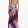 Vestito plissettato con stampa floreale