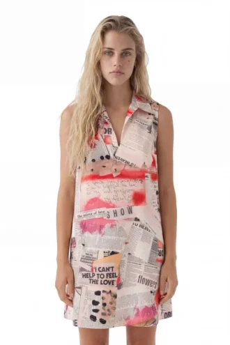 Vestito Polo con stampa giornale