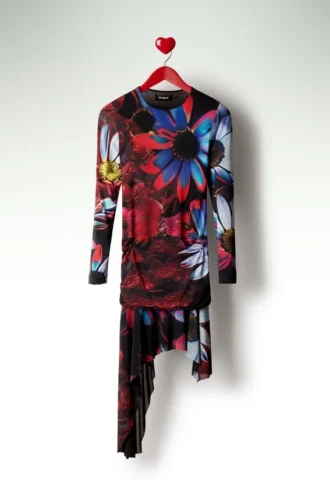 Vestito stampato asimmetrico