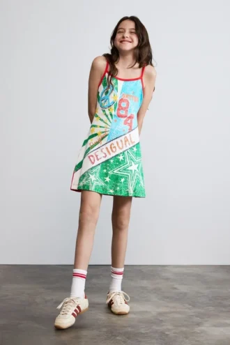 Vestito stampato multicolore