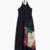 Vestito tropicale con scollo all’americana