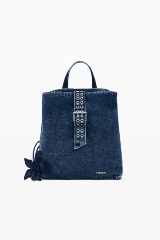 Zaino in denim con motivi floreali