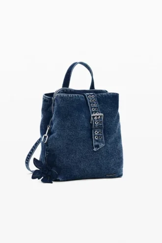 Zaino in denim con motivi floreali
