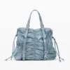 Zaino medio in denim con ruches Zaino medio in denim con ruches