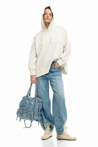 Zaino medio in denim con ruches
