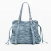 Zaino medio in denim con ruches Zaino medio in denim con ruches