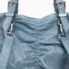 Zaino medio in denim con ruches Zaino medio in denim con ruches